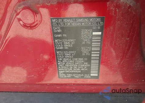 2016 Nissan Rogue Sv z USA, uszkodzony, nr VIN KNMAT2MTXGP658261